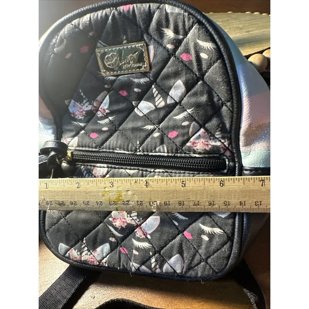 Betsey Johnson Luv Betsey Small Backpack Purse Quilted Unicorn Cats